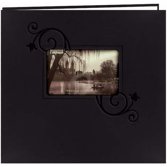 Pioneer&#xAE; Black Floral Embossed Leatherette Post Bound Photo Album
